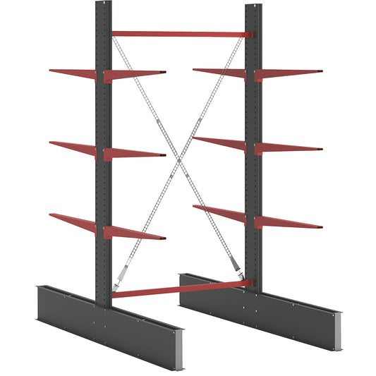 Cantilever racking unit Attillo heavy, double sided, HxW 3000 x 1500 mm, cantilever arm 1000 mm, standard shelf unit.