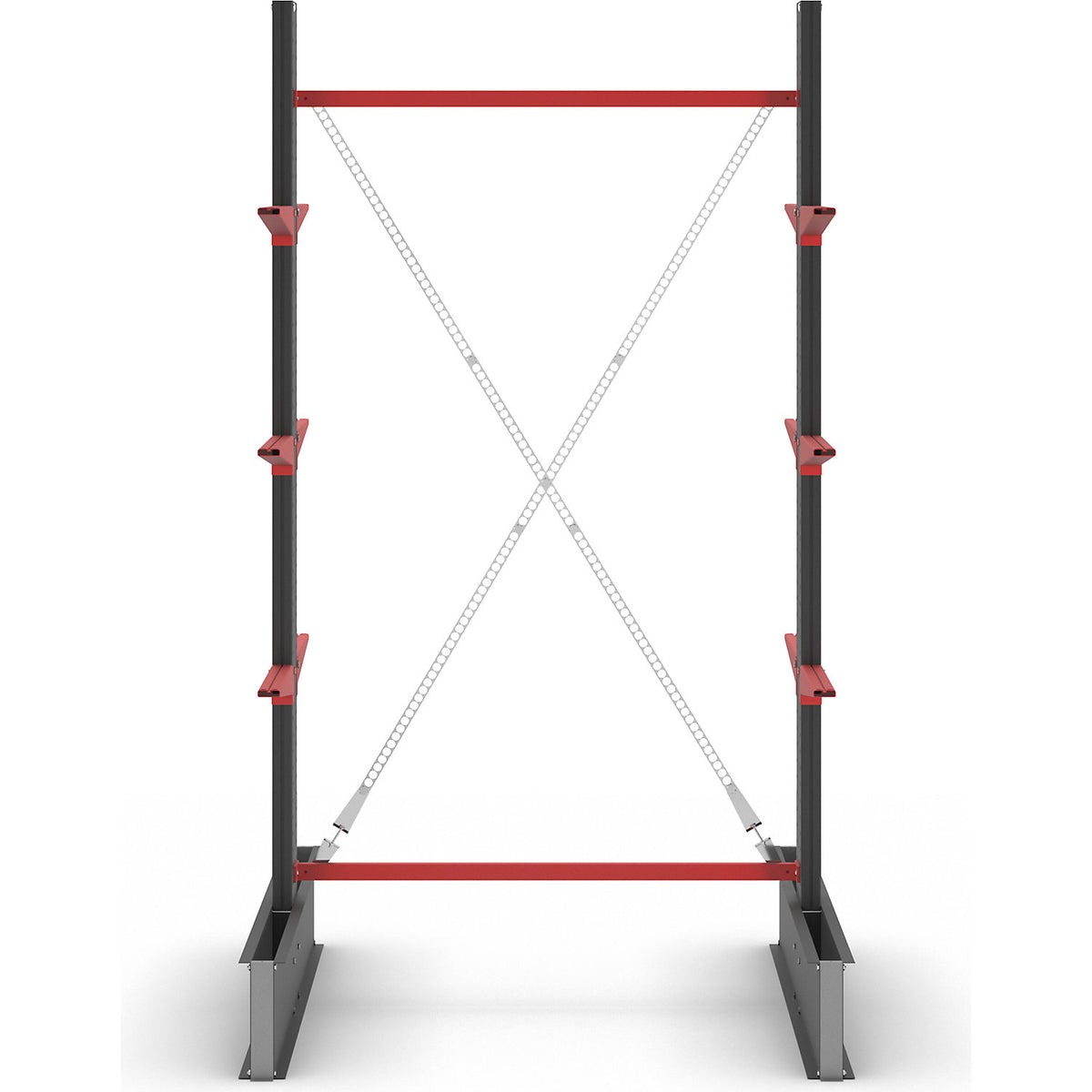 Cantilever racking unit Attillo heavy, double sided, HxW 3000 x 1500 mm, cantilever arm 600 mm, standard shelf unit.