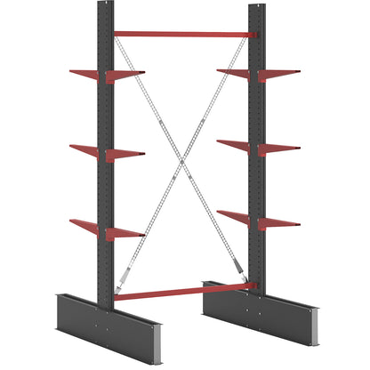 Cantilever racking unit Attillo heavy, double sided, HxW 3000 x 1500 mm, cantilever arm 600 mm, standard shelf unit.