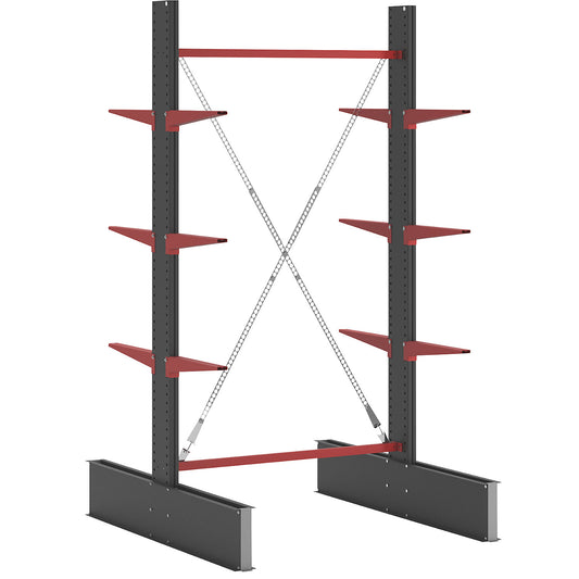 Cantilever racking unit Attillo heavy, double sided, HxW 3000 x 1500 mm, cantilever arm 600 mm, standard shelf unit.