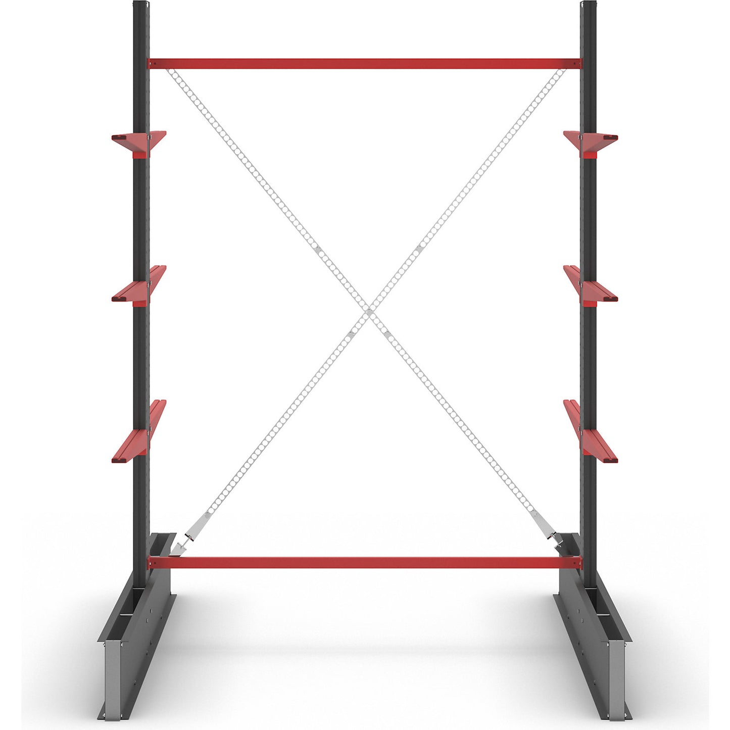 Cantilever racking unit Attillo heavy, double sided, HxW 3000 x 2000 mm, cantilever arm 1000 mm, standard shelf unit.