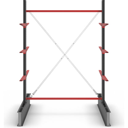 Cantilever racking unit Attillo heavy, double sided, HxW 3000 x 2000 mm, cantilever arm 1000 mm, standard shelf unit.