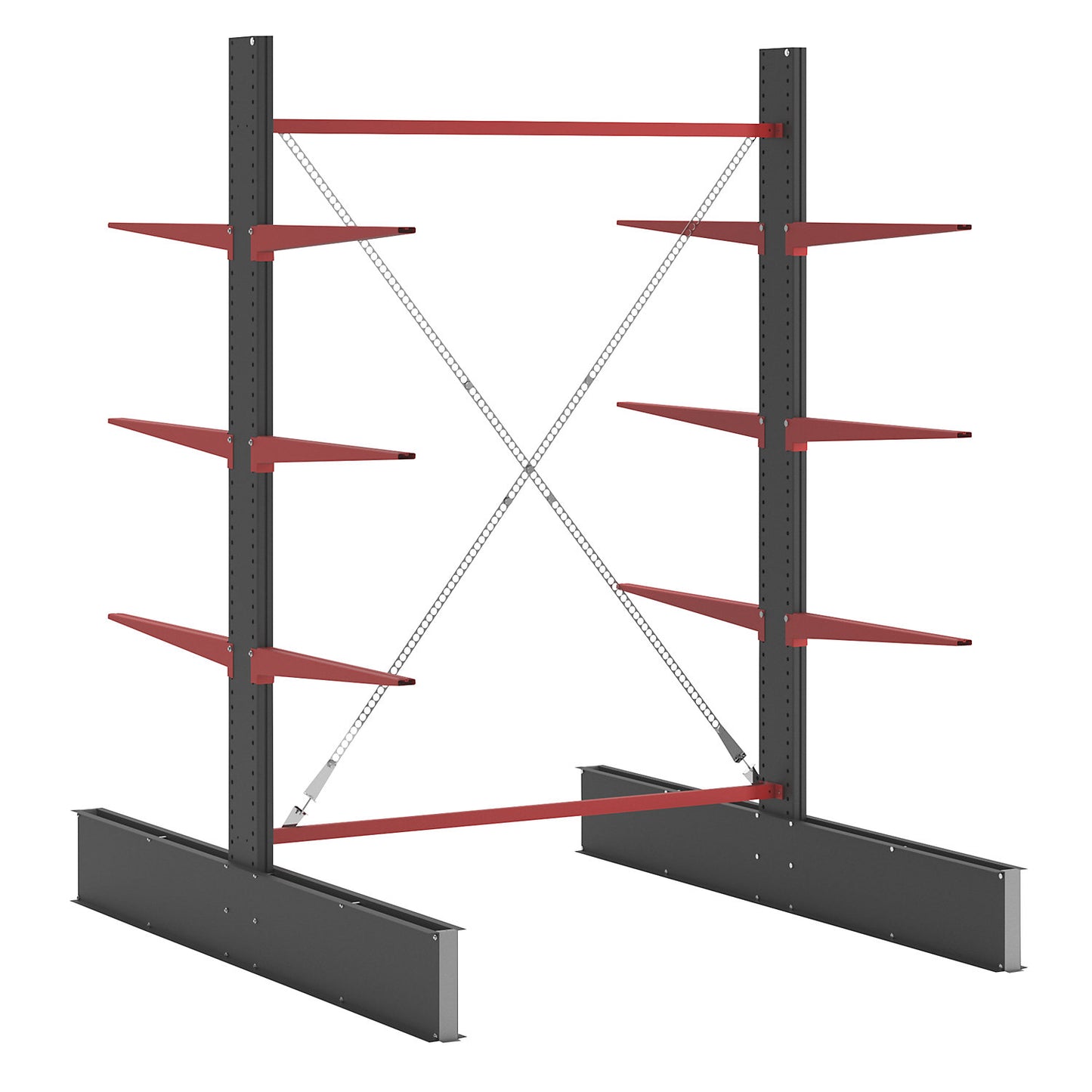 Cantilever racking unit Attillo heavy, double sided, HxW 3000 x 2000 mm, cantilever arm 1000 mm, standard shelf unit.