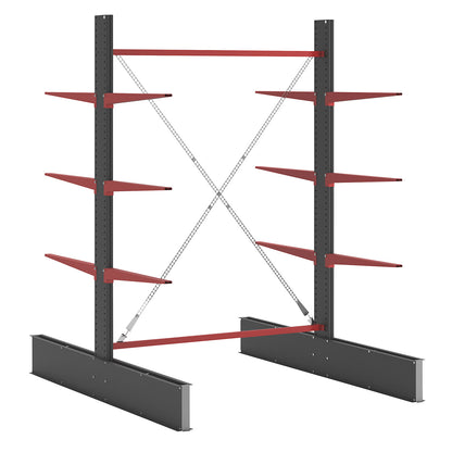 Cantilever racking unit Attillo heavy, double sided, HxW 3000 x 2000 mm, cantilever arm 1000 mm, standard shelf unit.