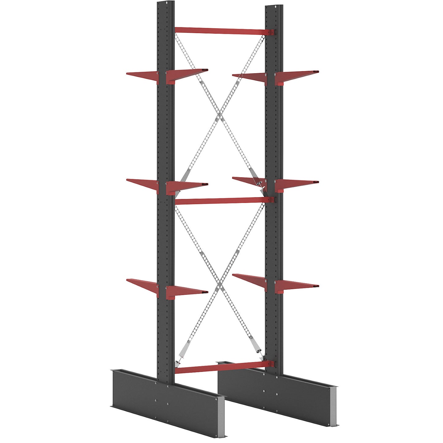 Cantilever racking unit Attillo heavy, double sided, HxW 3500 x 1000 mm, cantilever arm 600 mm, standard shelf unit.