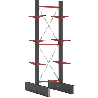 Cantilever racking unit Attillo heavy, double sided, HxW 3500 x 1000 mm, cantilever arm 600 mm, standard shelf unit.