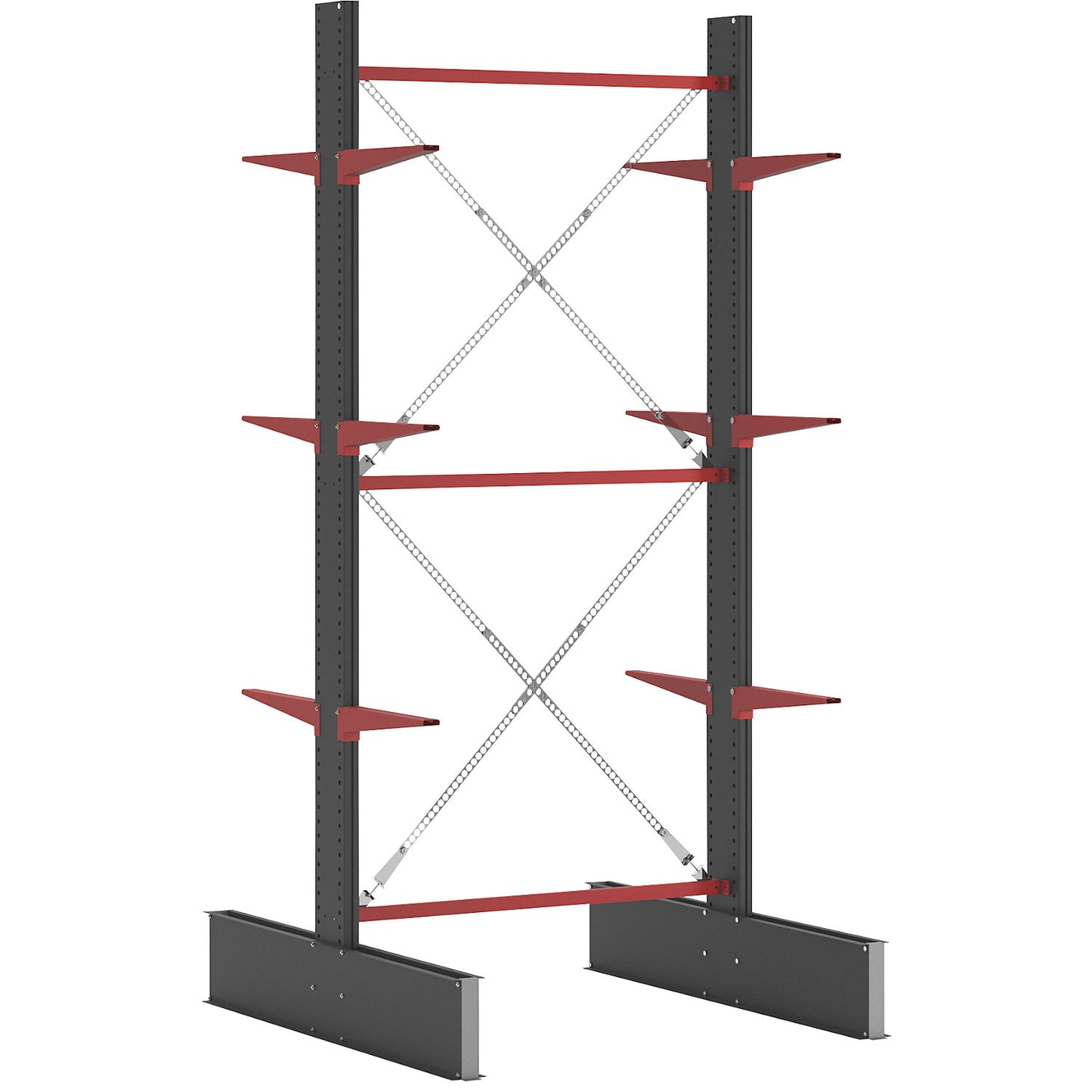 Cantilever racking unit Attillo heavy, double sided, HxW 3500 x 1500 mm, cantilever arm 600 mm, standard shelf unit.