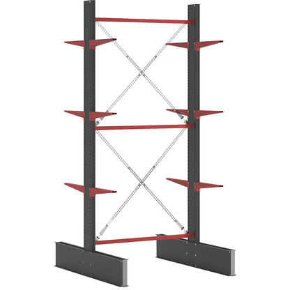 Cantilever racking unit Attillo heavy, double sided, HxW 3500 x 1500 mm, cantilever arm 600 mm, standard shelf unit.