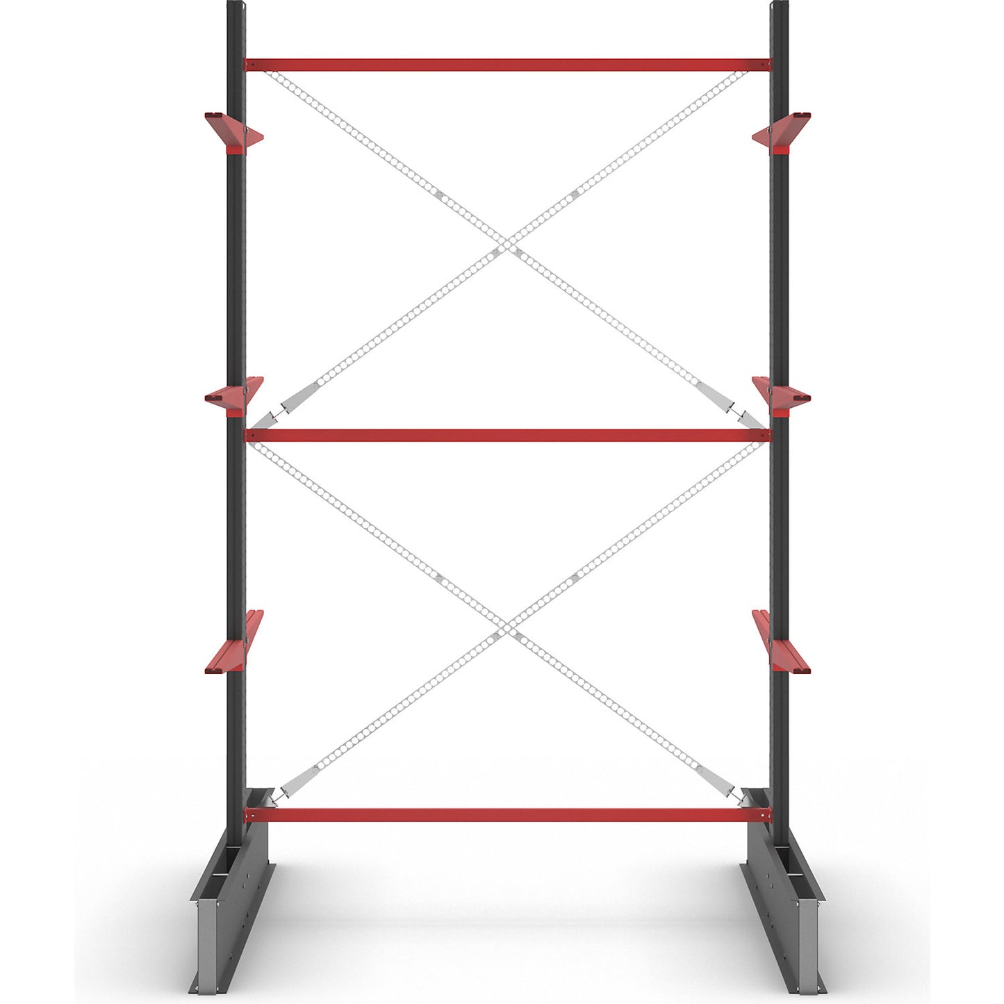 Cantilever racking unit Attillo heavy, double sided, HxW 3500 x 2000 mm, cantilever arm 1000 mm, standard shelf unit.