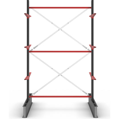 Cantilever racking unit Attillo heavy, double sided, HxW 3500 x 2000 mm, cantilever arm 1000 mm, standard shelf unit.