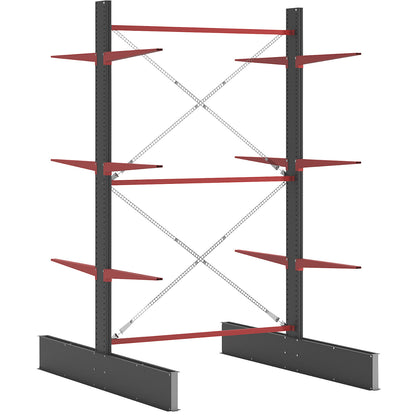 Cantilever racking unit Attillo heavy, double sided, HxW 3500 x 2000 mm, cantilever arm 1000 mm, standard shelf unit.