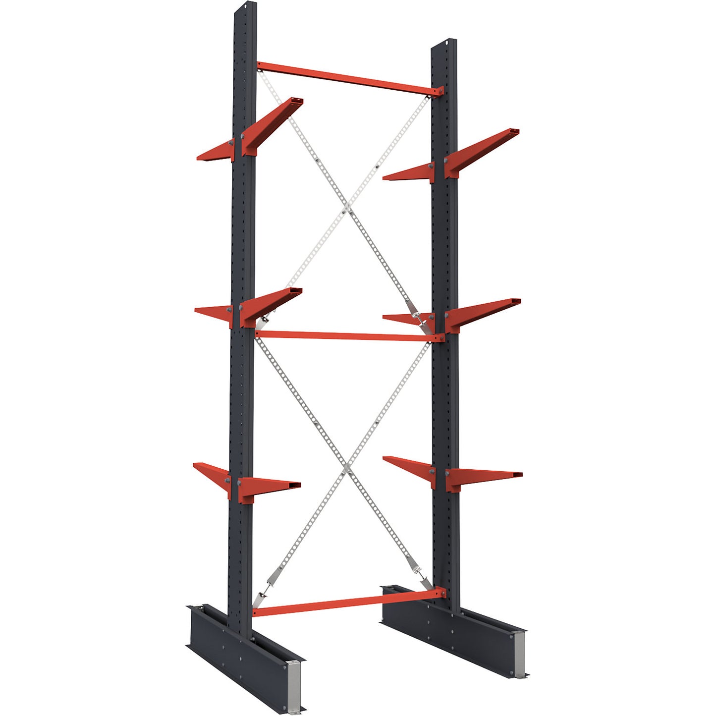 Cantilever racking unit Attillo heavy, double sided, HxW 3500 x 2000 mm, cantilever arm 600 mm, standard shelf unit.