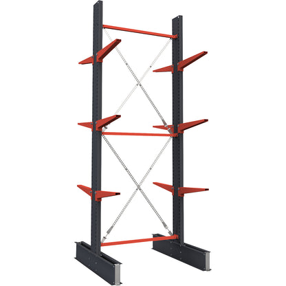 Cantilever racking unit Attillo heavy, double sided, HxW 3500 x 2000 mm, cantilever arm 600 mm, standard shelf unit.