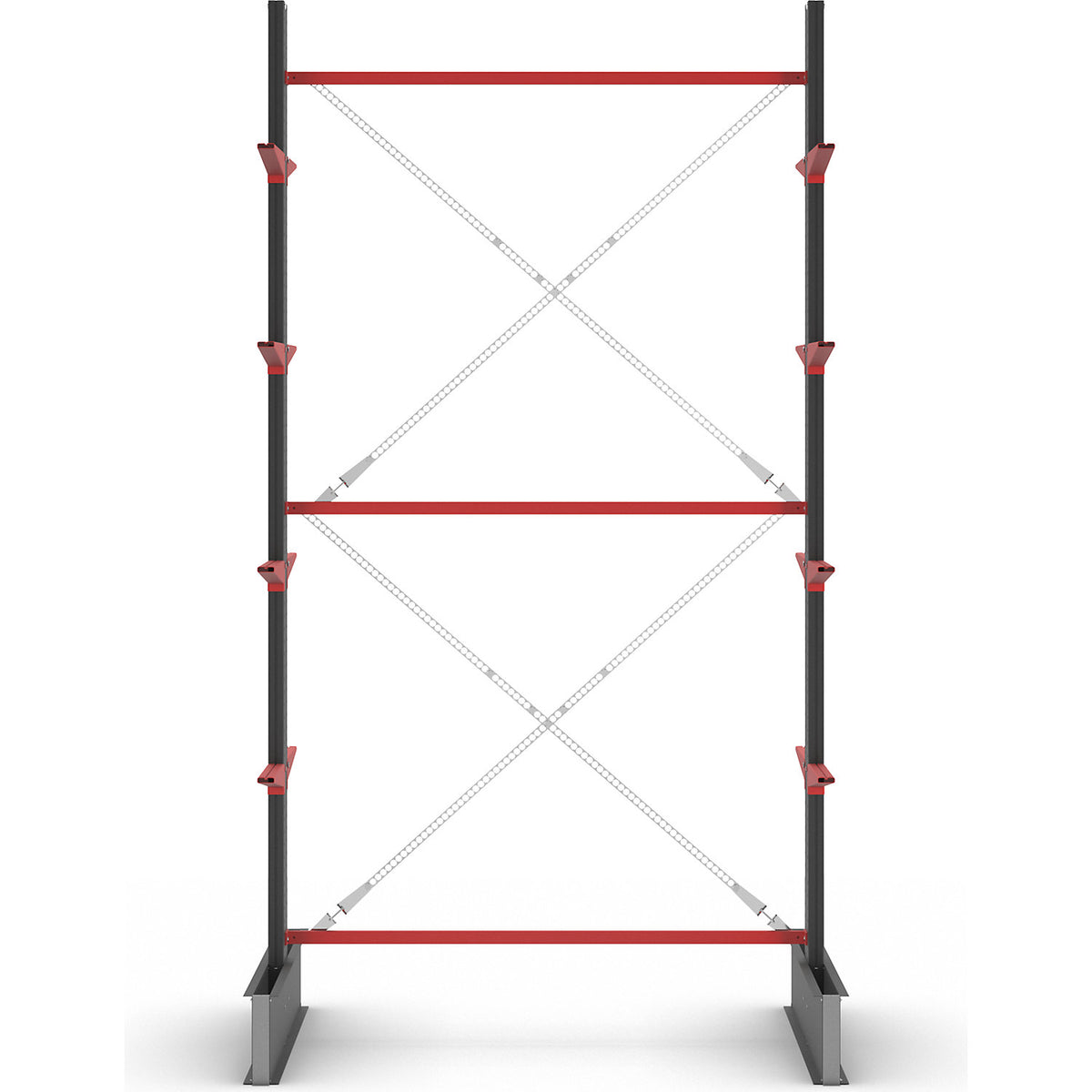 Cantilever racking unit Attillo heavy, double sided, HxW 4000 x 2000 mm, cantilever arm 600 mm, standard shelf unit.