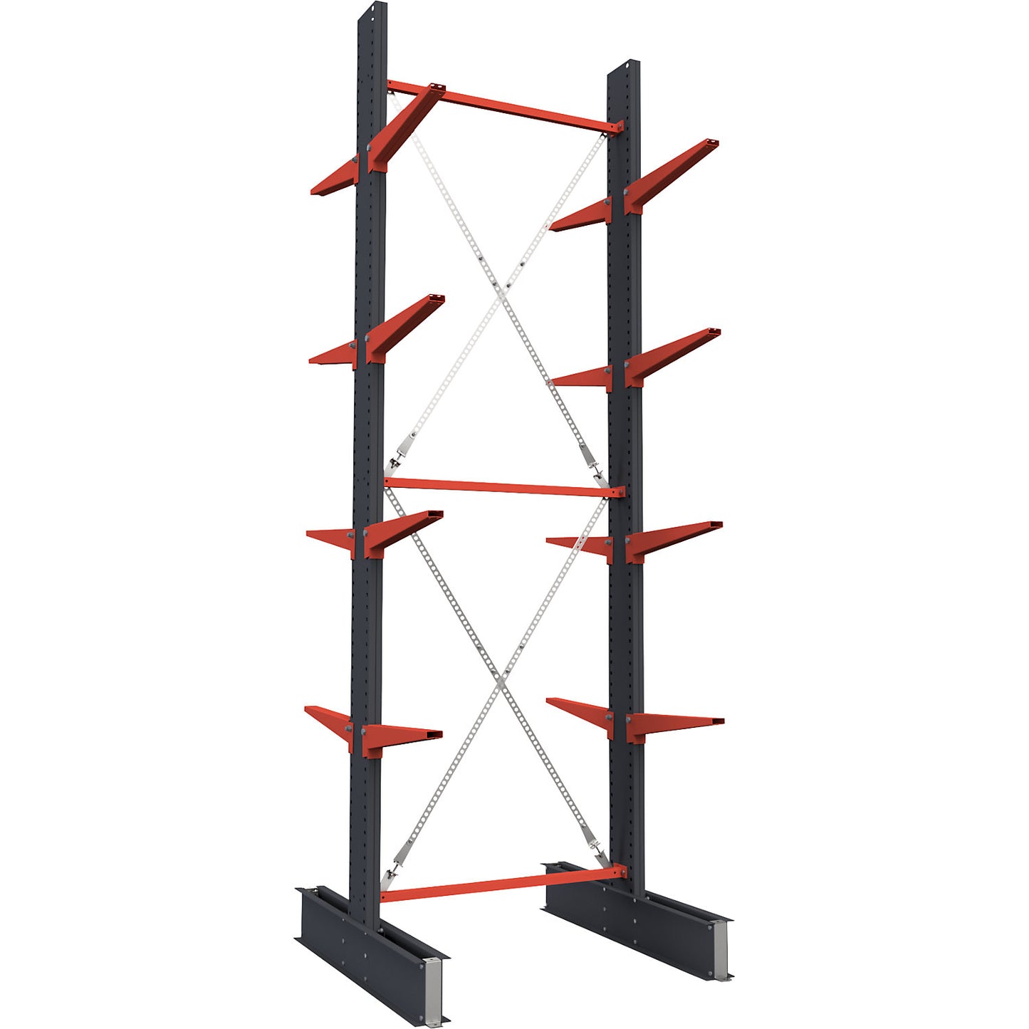 Cantilever racking unit Attillo heavy, double sided, HxW 4000 x 1000 mm, cantilever arm 600 mm, standard shelf unit.