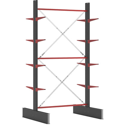 Cantilever racking unit Attillo heavy, double sided, HxW 4000 x 2000 mm, cantilever arm 600 mm, standard shelf unit.