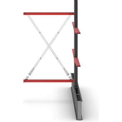 Cantilever racking unit Attillo heavy, double sided, HxW 2000 x 1000 mm, cantilever arm 1000 mm, extension shelf unit.