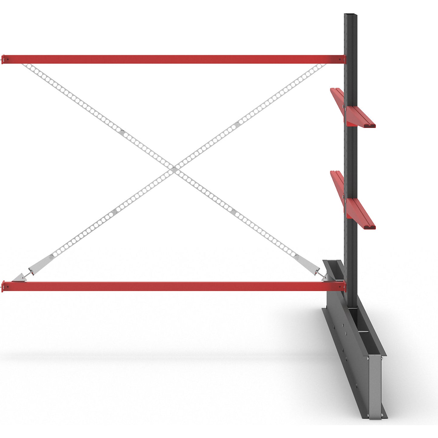 Cantilever racking unit Attillo heavy, double sided, HxW 2000 x 2000 mm, cantilever arm 1000 mm, extension shelf unit.