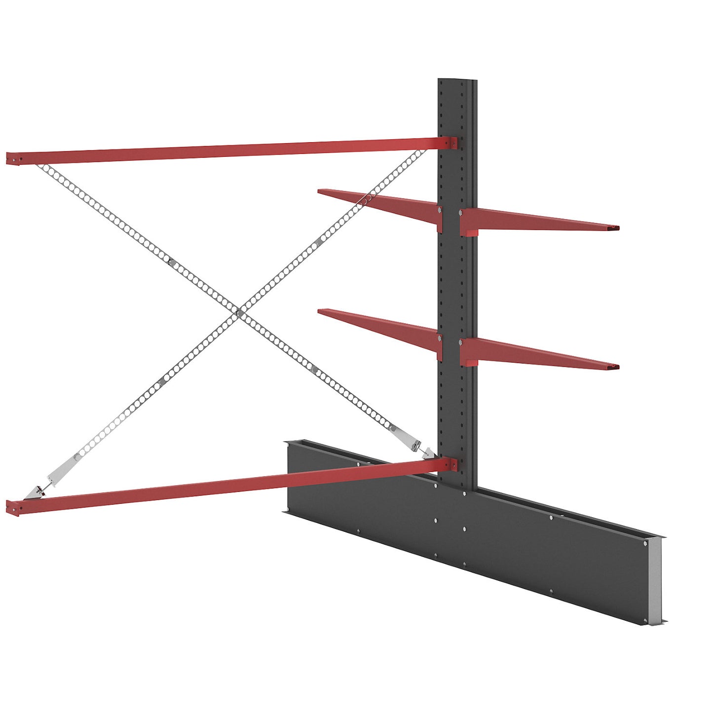 Cantilever racking unit Attillo heavy, double sided, HxW 2000 x 2000 mm, cantilever arm 1000 mm, extension shelf unit.