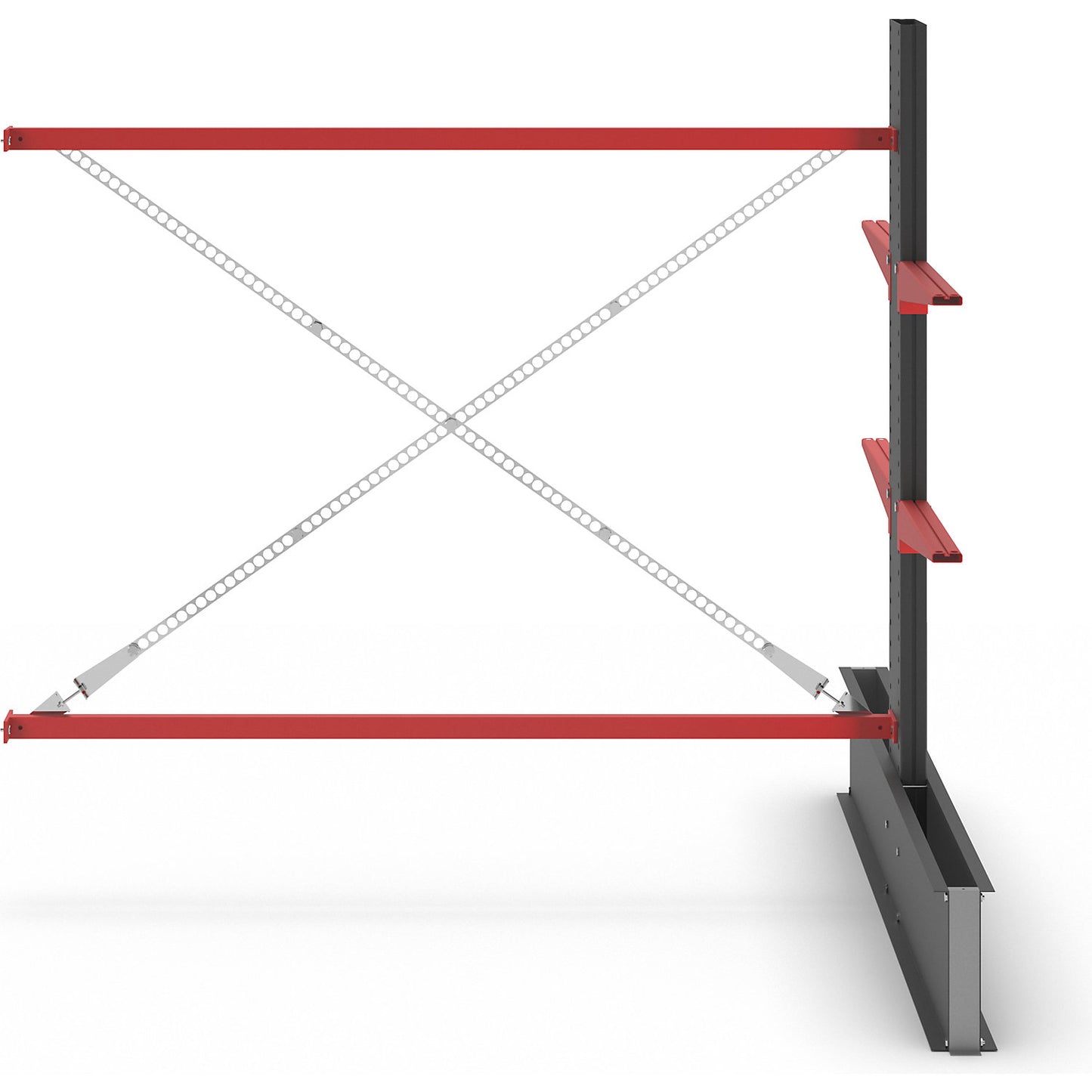 Cantilever racking unit Attillo heavy, double sided, HxW 2000 x 2000 mm, cantilever arm 600 mm, extension shelf unit.