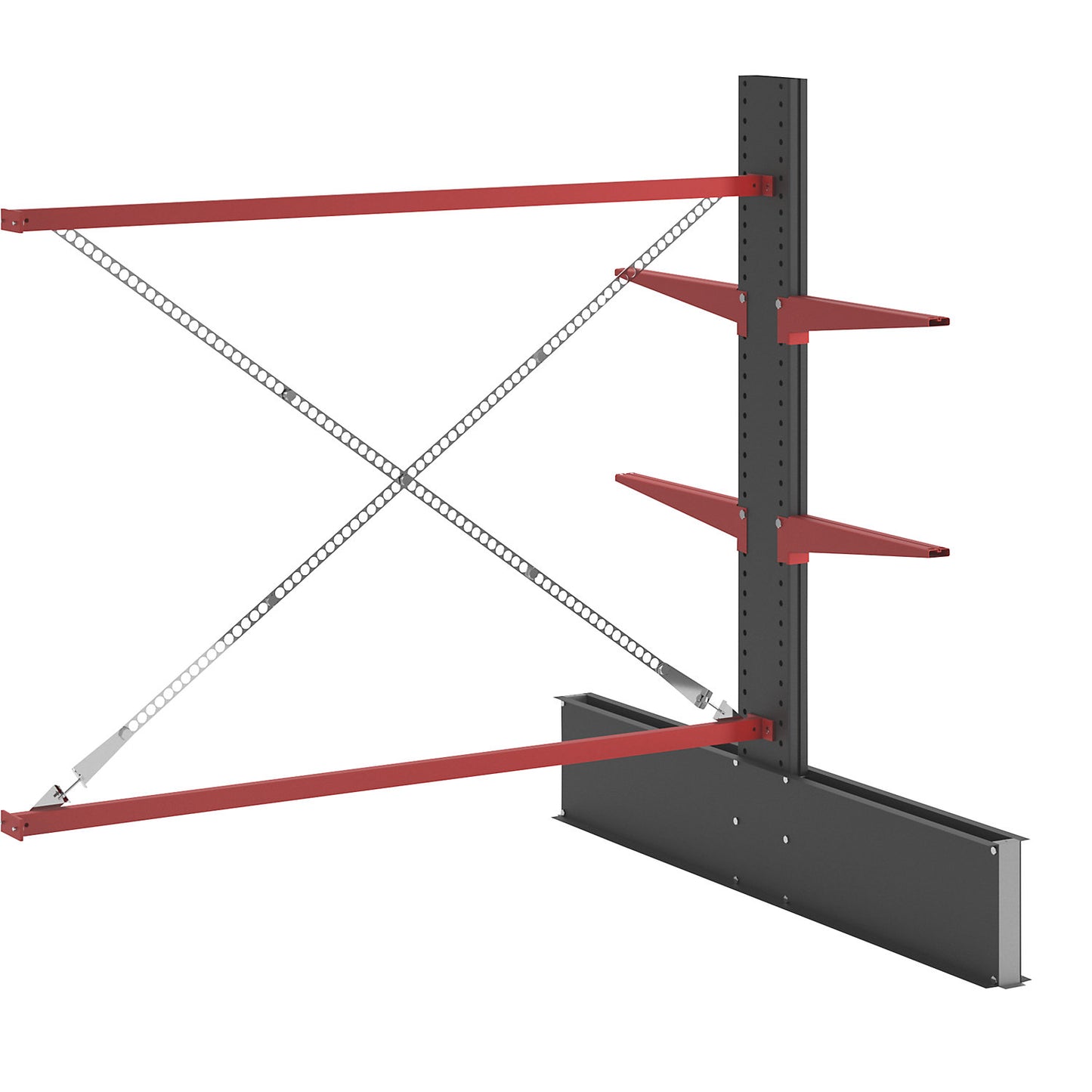 Cantilever racking unit Attillo heavy, double sided, HxW 2000 x 2000 mm, cantilever arm 600 mm, extension shelf unit.