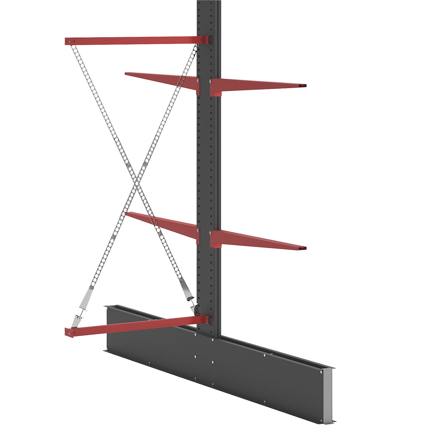 Cantilever racking unit Attillo heavy, double sided, HxW 2500 x 1000 mm, cantilever arm 1000 mm, extension shelf unit.
