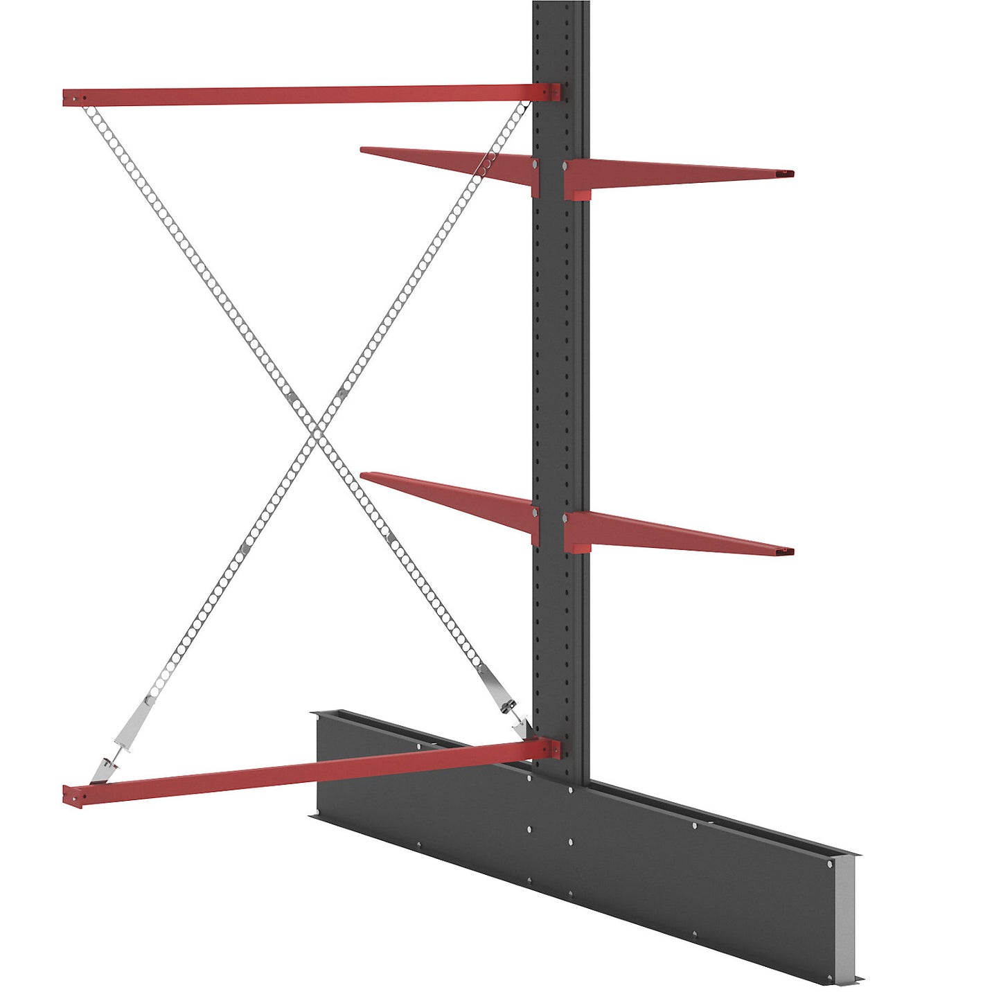 Cantilever racking unit Attillo heavy, double sided, HxW 2500 x 1500 mm, cantilever arm 1000 mm, extension shelf unit.