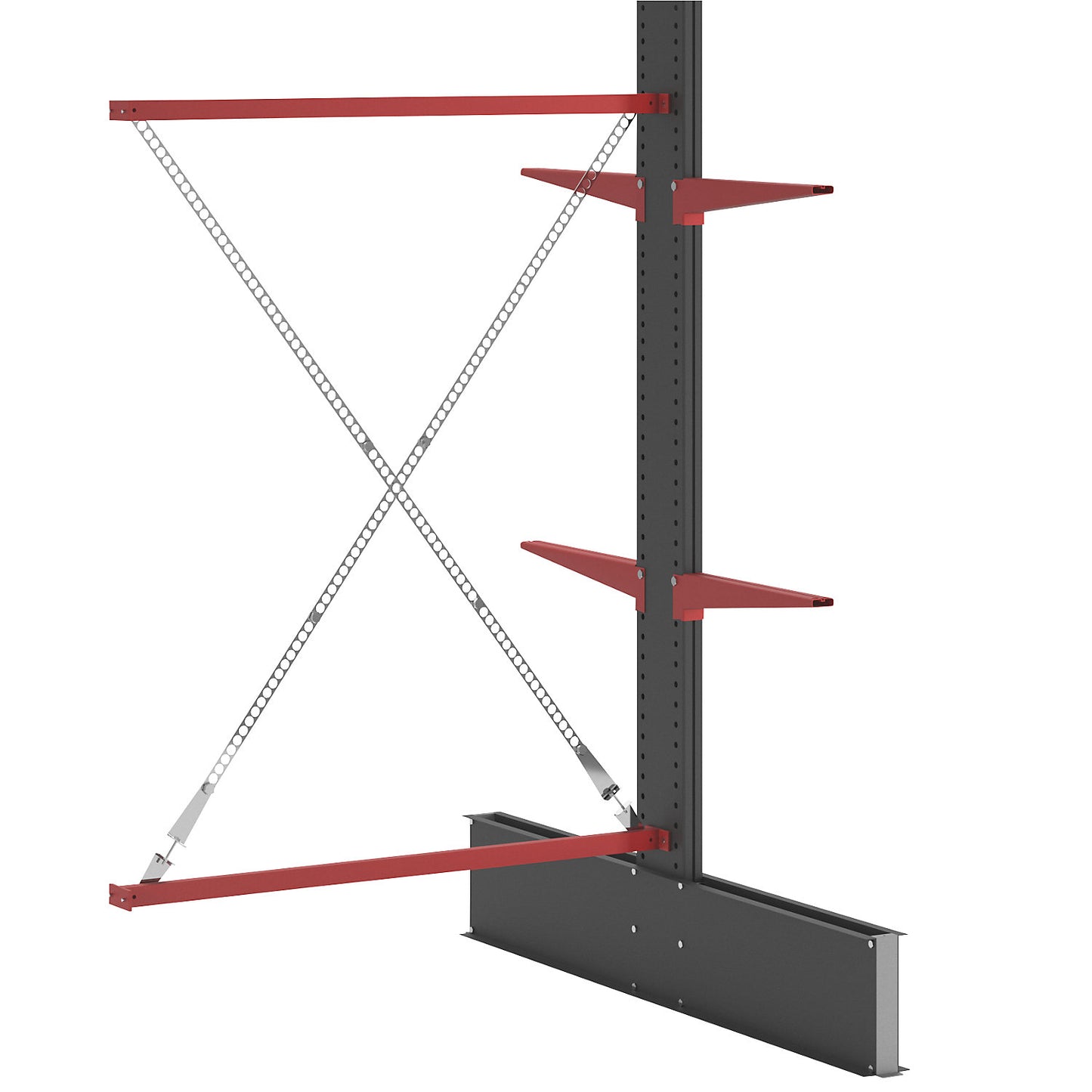Cantilever racking unit Attillo heavy, double sided, HxW 2500 x 1500 mm, cantilever arm 600 mm, extension shelf unit.