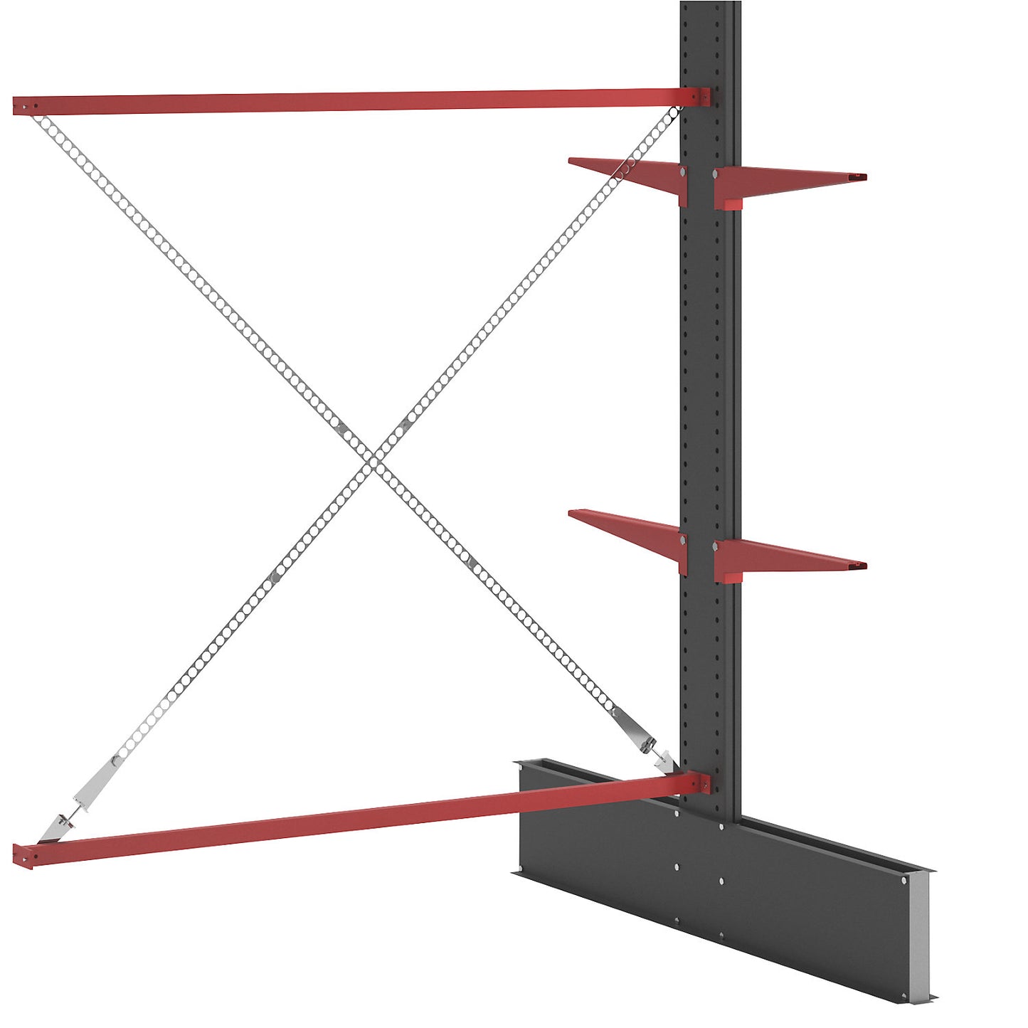 Cantilever racking unit Attillo heavy, double sided, HxW 2500 x 2000 mm, cantilever arm 600 mm, extension shelf unit.