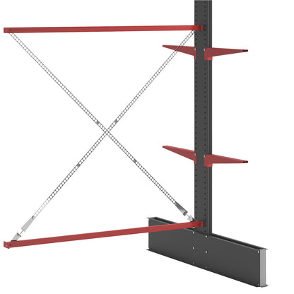 Cantilever racking unit Attillo heavy, double sided, HxW 2500 x 2000 mm, cantilever arm 600 mm, extension shelf unit.