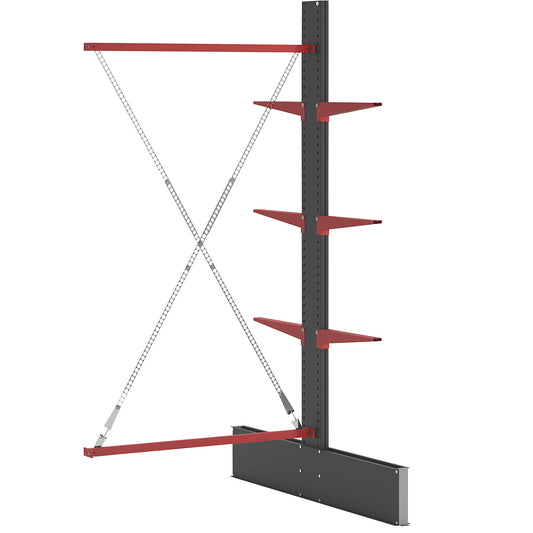 Cantilever racking unit Attillo heavy, double sided, HxW 3000 x 1500 mm, cantilever arm 600 mm, extension shelf unit.
