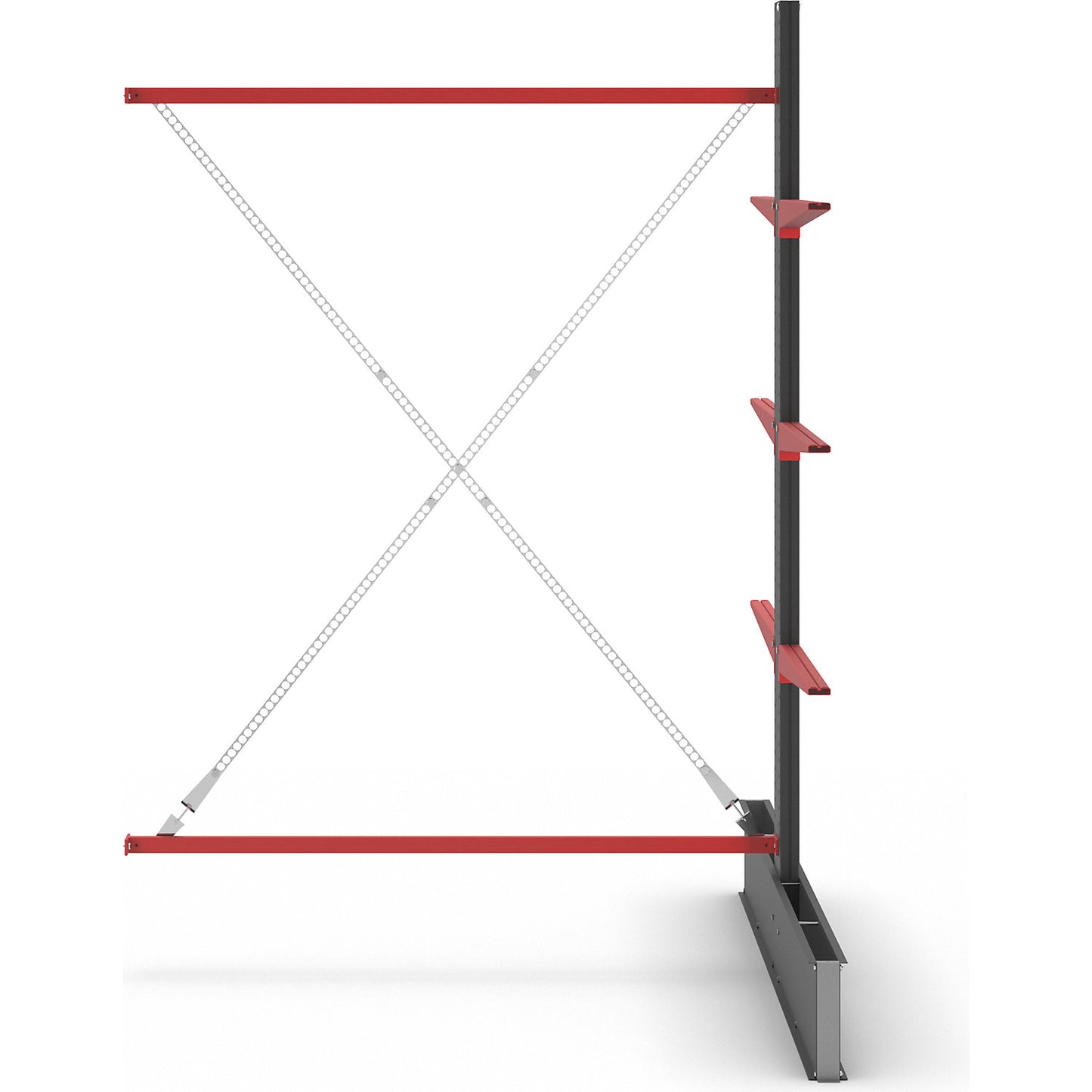Cantilever racking unit Attillo heavy, double sided, HxW 3000 x 2000 mm, cantilever arm 1000 mm, extension shelf unit.