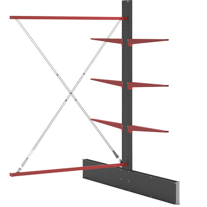 Cantilever racking unit Attillo heavy, double sided, HxW 3000 x 2000 mm, cantilever arm 1000 mm, extension shelf unit.