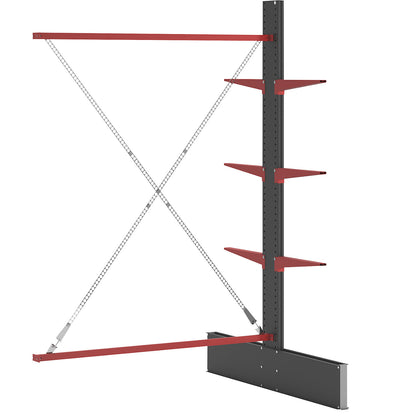 Cantilever racking unit Attillo heavy, double sided, HxW 3000 x 2000 mm, cantilever arm 600 mm, extension shelf unit.