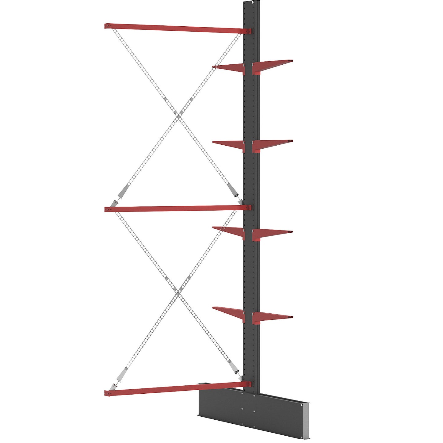 Cantilever racking unit Attillo heavy, double sided, HxW 4000 x 1500 mm, cantilever arm 600 mm, extension shelf unit.