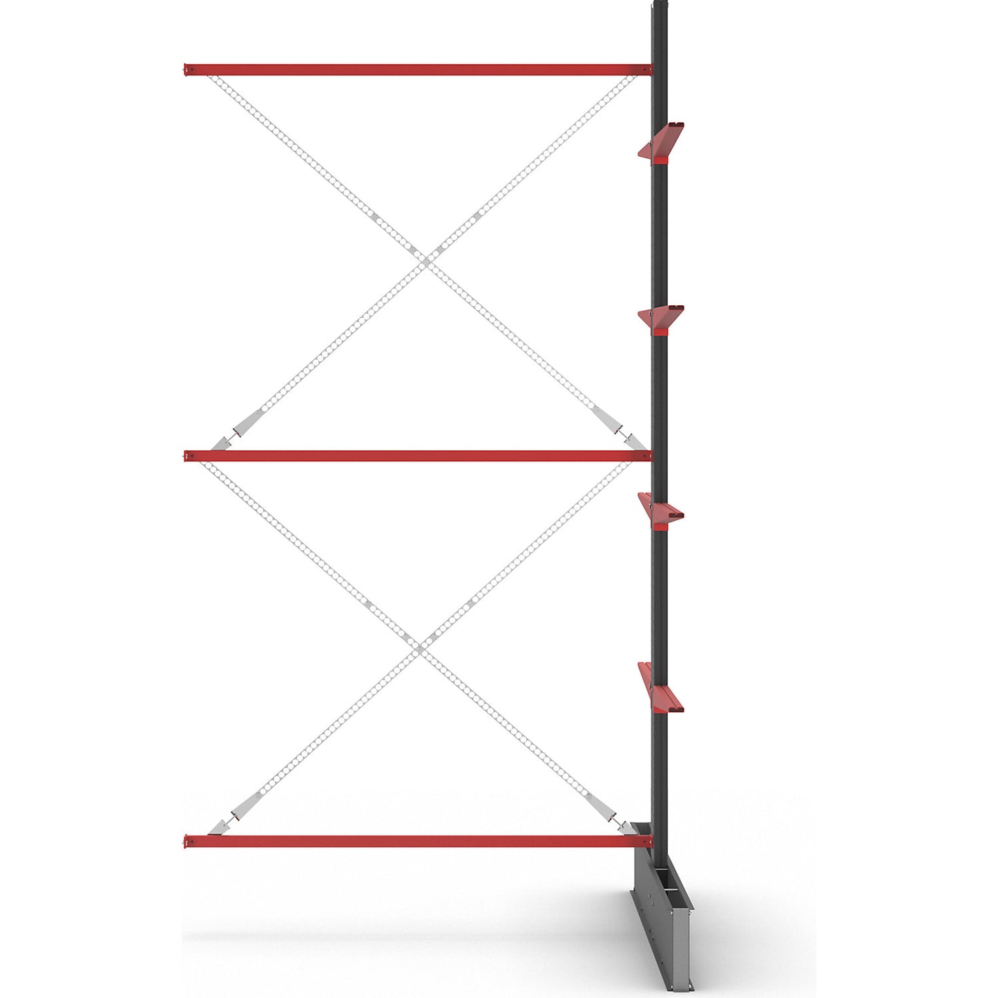 Cantilever racking unit Attillo heavy, double sided, HxW 4000 x 2000 mm, cantilever arm 1000 mm, extension shelf unit.