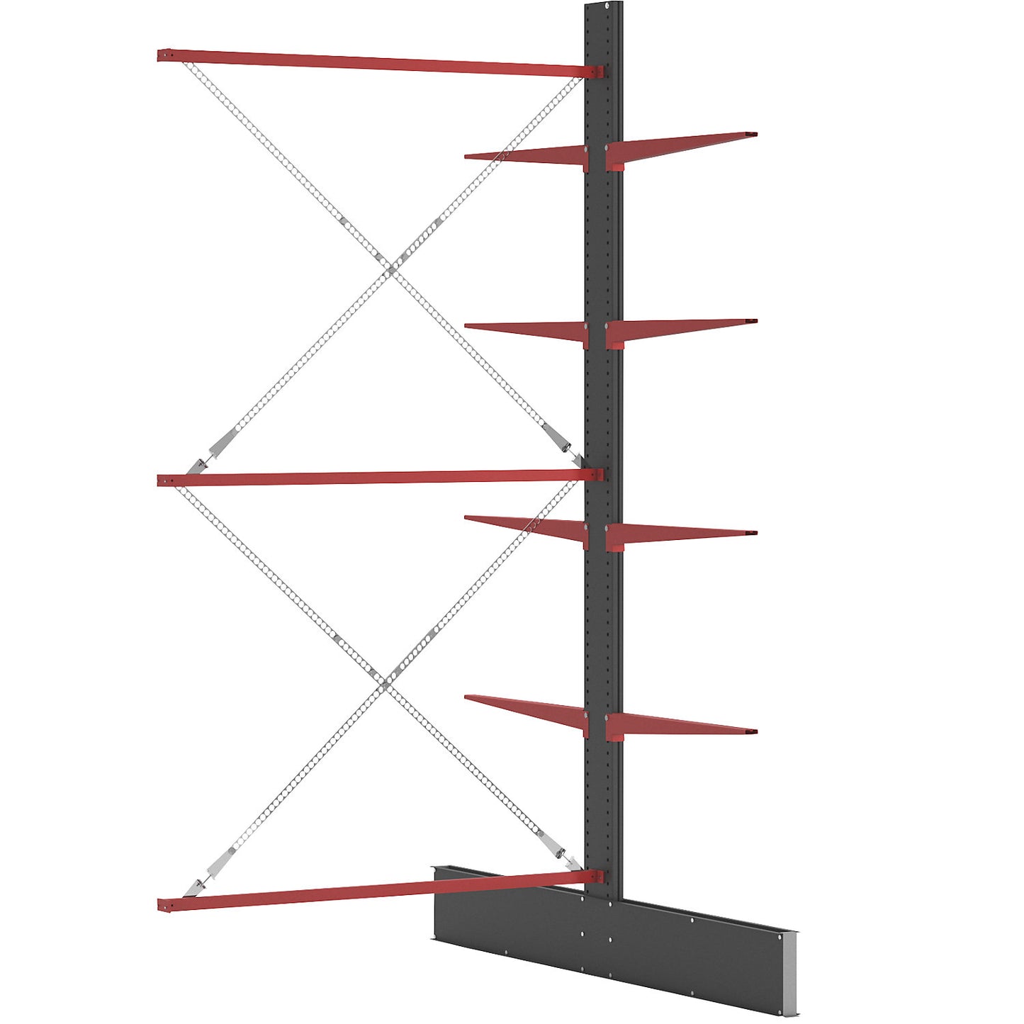 Cantilever racking unit Attillo heavy, double sided, HxW 4000 x 2000 mm, cantilever arm 1000 mm, extension shelf unit.