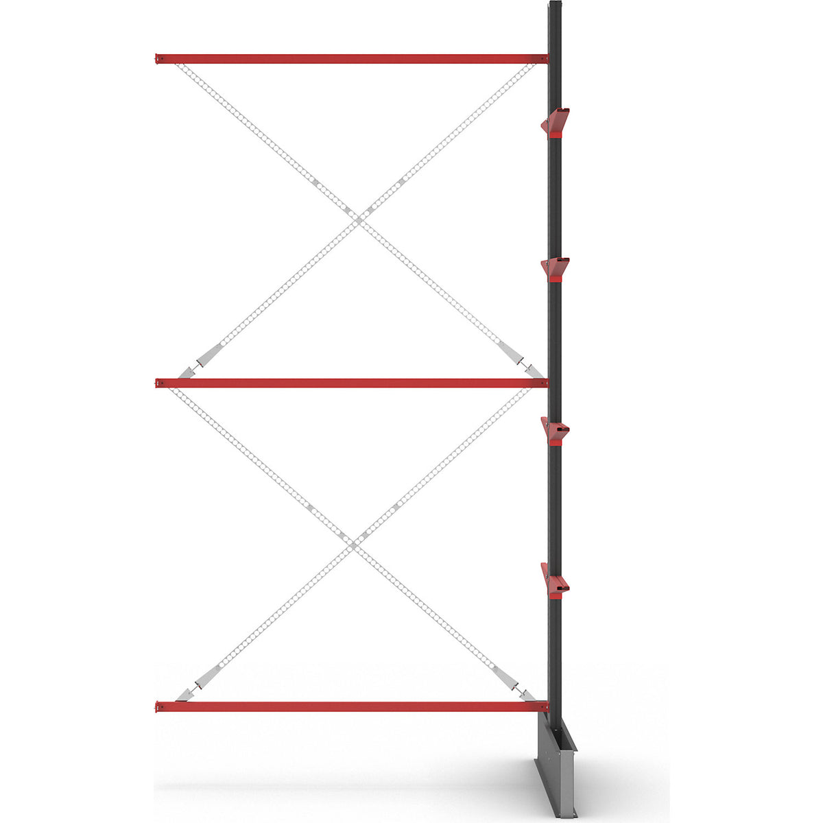 Cantilever racking unit Attillo heavy, double sided, HxW 4000 x 2000 mm, cantilever arm 600 mm, extension shelf unit.