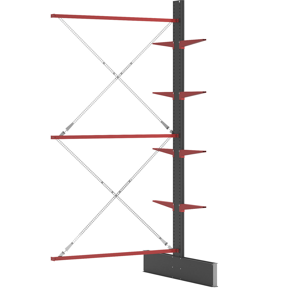 Cantilever racking unit Attillo heavy, double sided, HxW 4000 x 2000 mm, cantilever arm 600 mm, extension shelf unit.