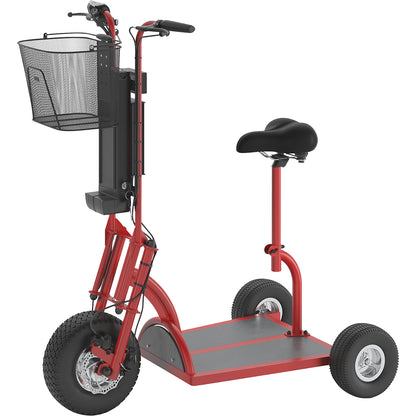 PRO electric transport dolly, 800 W, with basket at front, red.