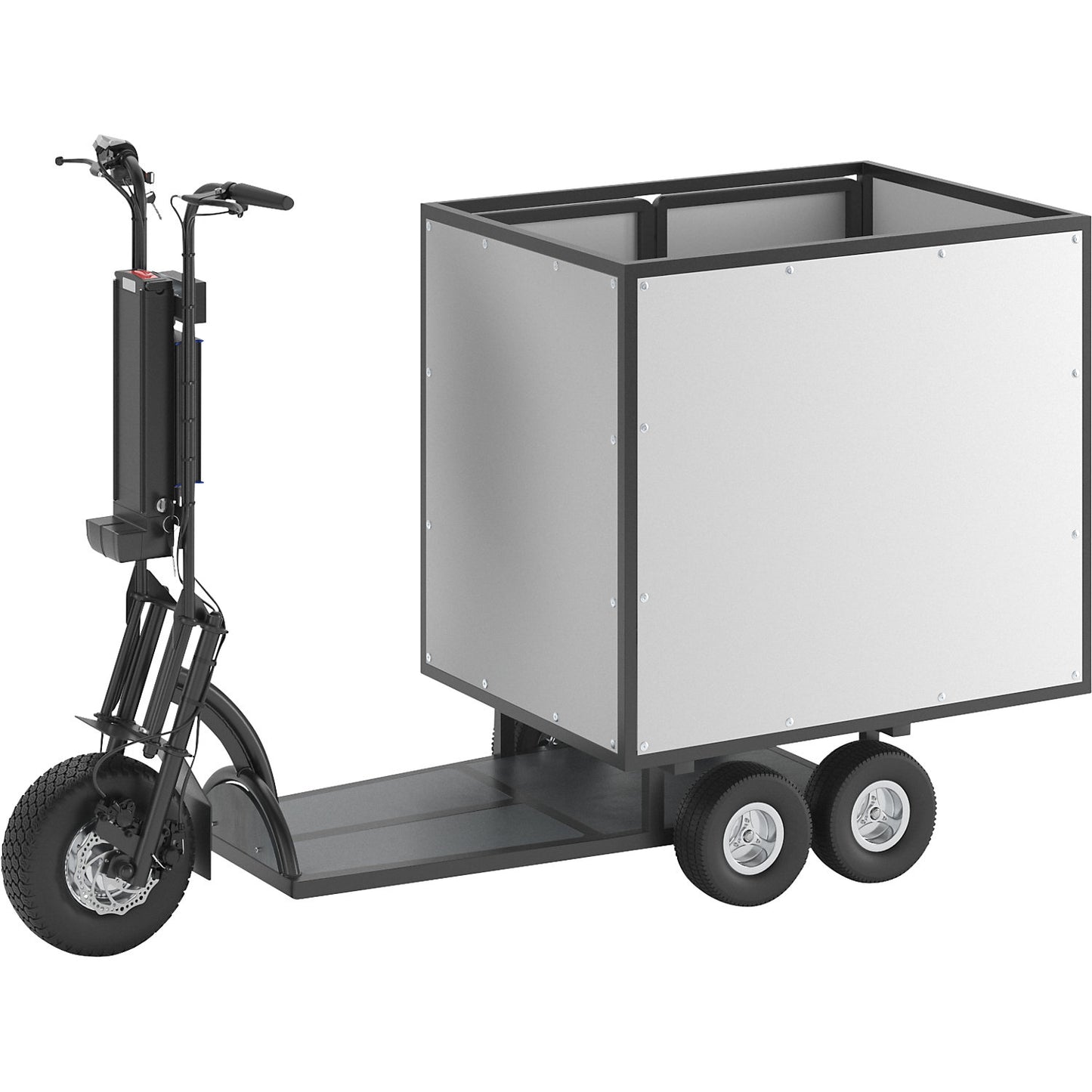 XXL PRO electric transport dolly, 5 wheels, with open box, black.