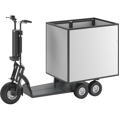 XXL PRO electric transport dolly, 5 wheels, with open box, black.