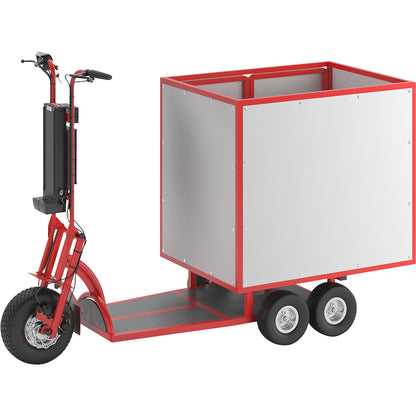 XXL PRO electric transport dolly, 5 wheels, with open box, red.