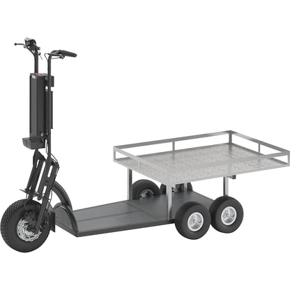 XXL PRO electric transport dolly, 5 wheels, with tray, black.