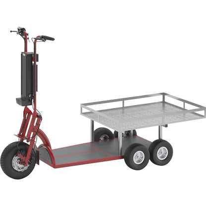 XXL PRO electric transport dolly, 5 wheels, with tray, red.