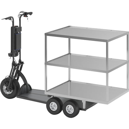XXL PRO electric transport dolly, 5 wheels, with shelf, black.