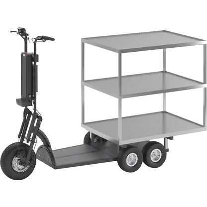 XXL PRO electric transport dolly, 5 wheels, with shelf, black.