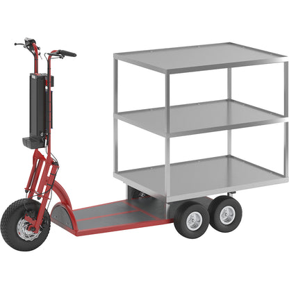 XXL PRO electric transport dolly, 5 wheels, with shelf, red.