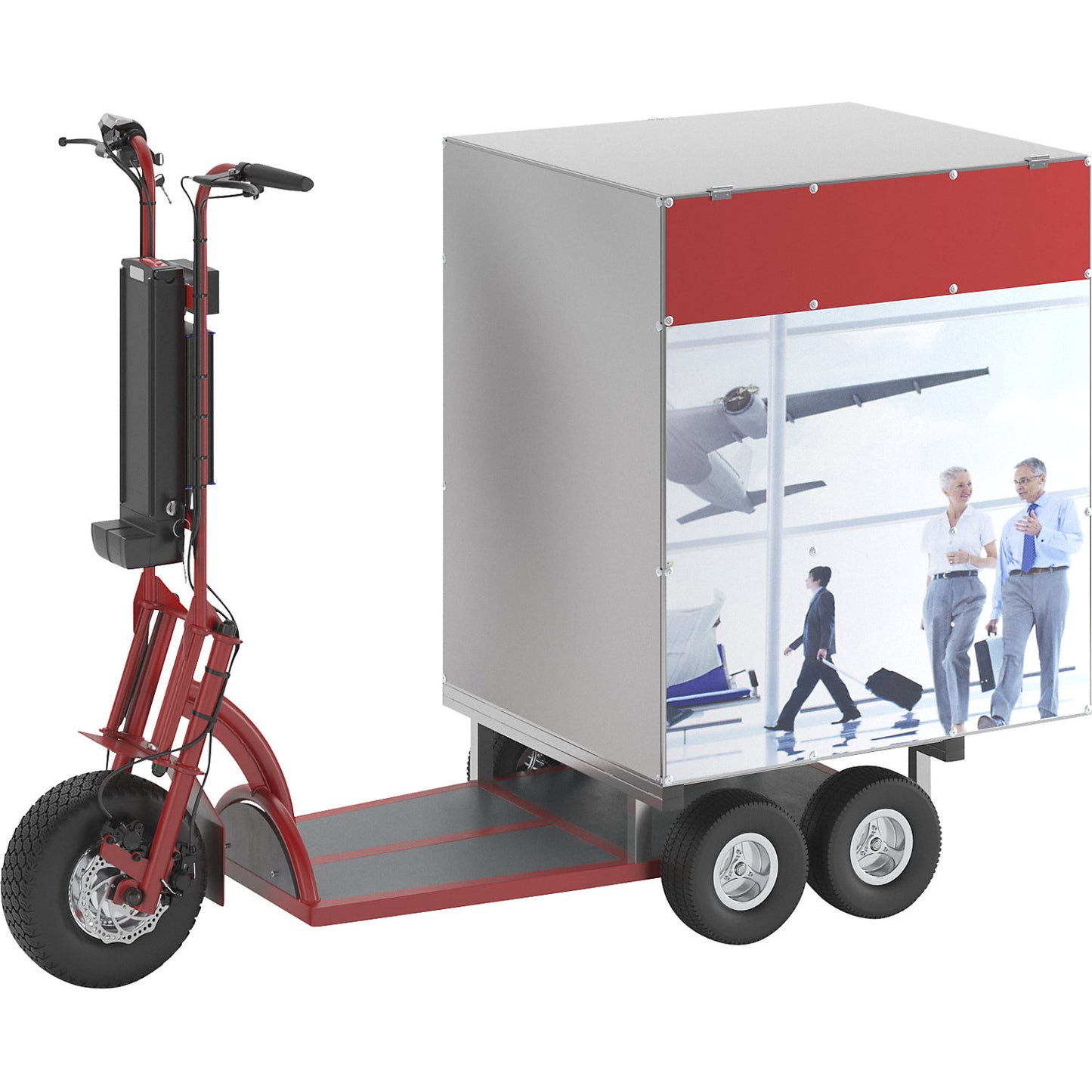 XXL PRO electric transport dolly, 5 wheels, with box, red.