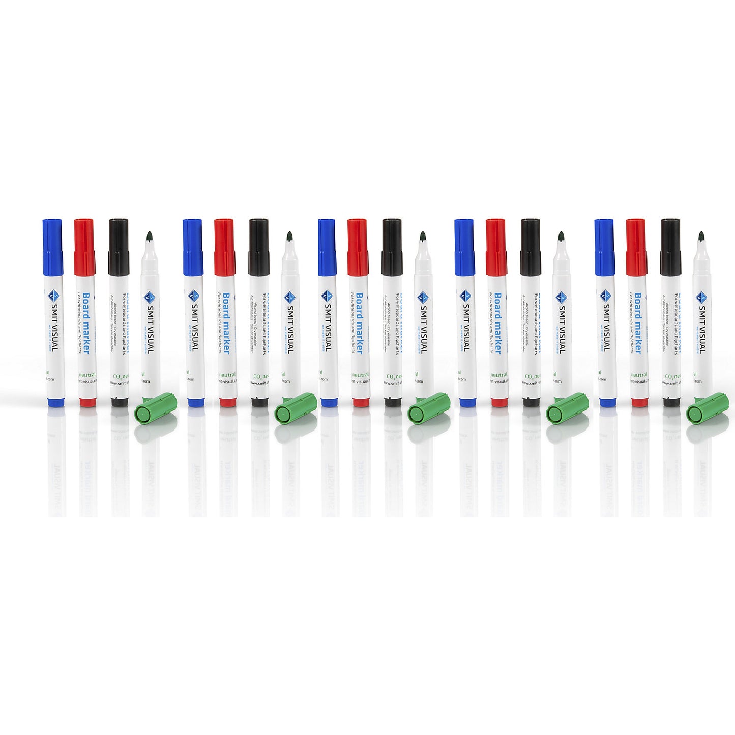 Board and flip-chart marker, colour assortment, blue, red, black, green, pack of 20.
